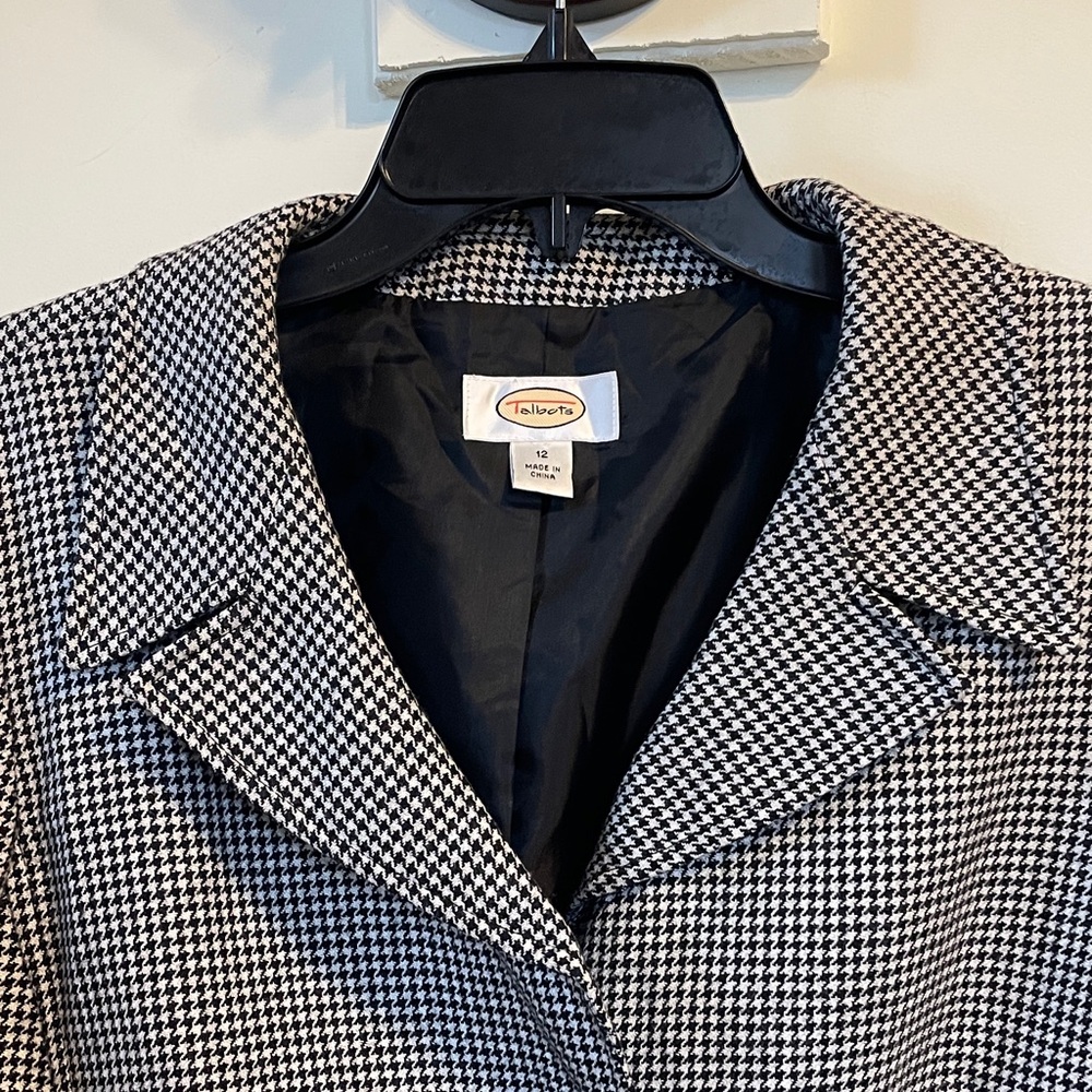 Talbots Wool Houndstooth Blazer Jacket Black Whit… - image 2